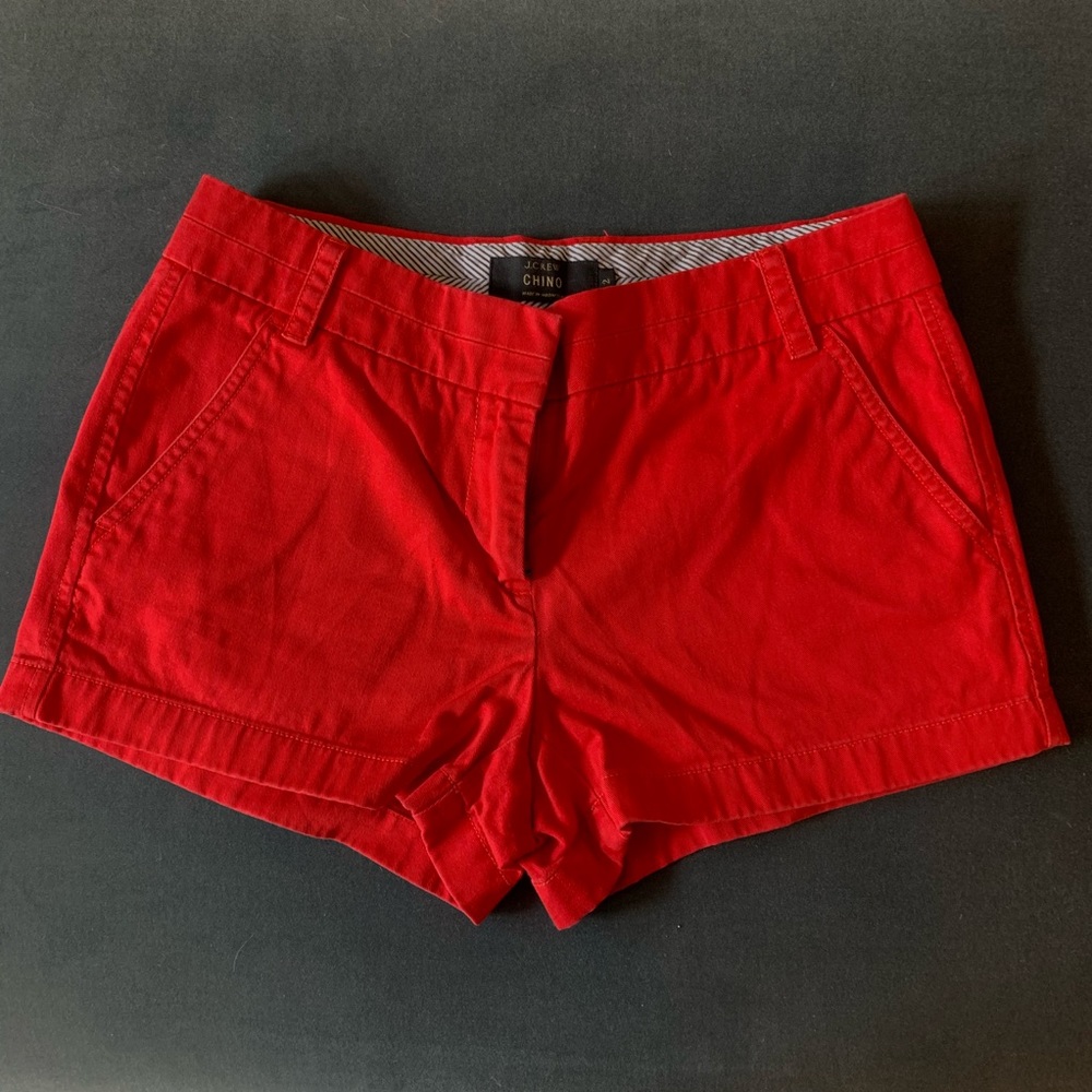Red J. crew chino shorts